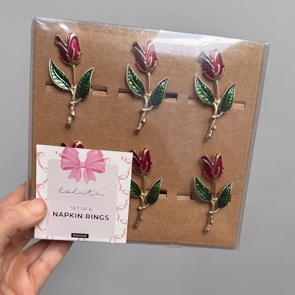 Lolita Other - NEW rose napkin ring set 6pc